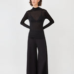 Sheer black turtleneck – 100% silk, sustainable, lightweight design- Maison Marron et amis