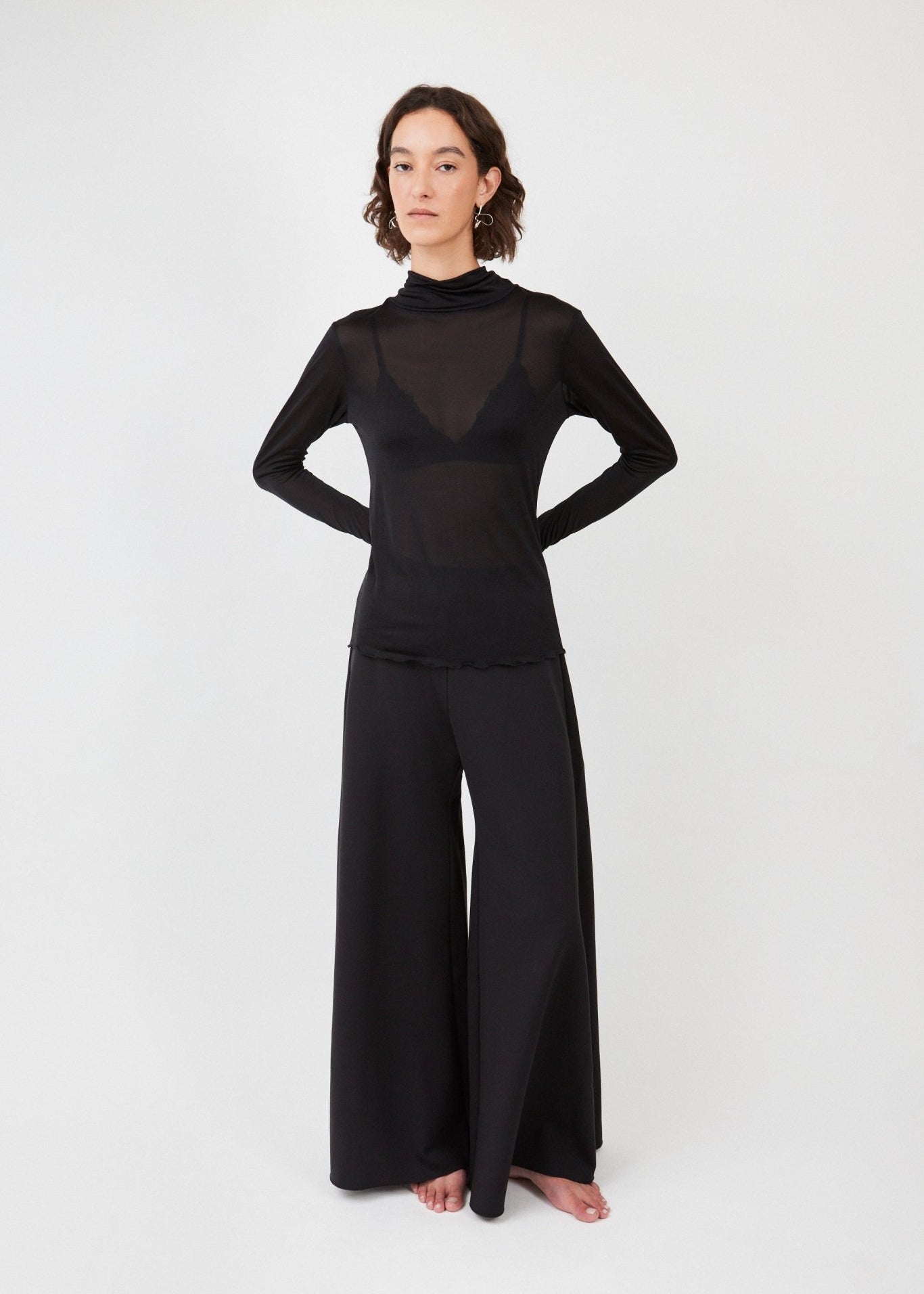 Sheer black turtleneck – 100% silk, sustainable, lightweight design- Maison Marron et amis