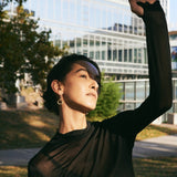 Sheer black turtleneck – 100% silk, sustainable, lightweight design- Maison Marron et amis