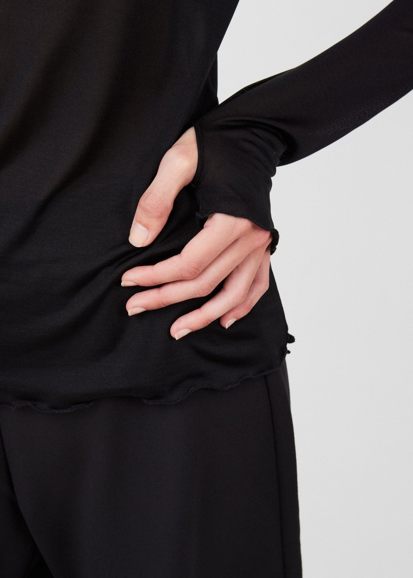 Sheer black turtleneck – 100% silk, sustainable, lightweight design- Maison Marron et amis