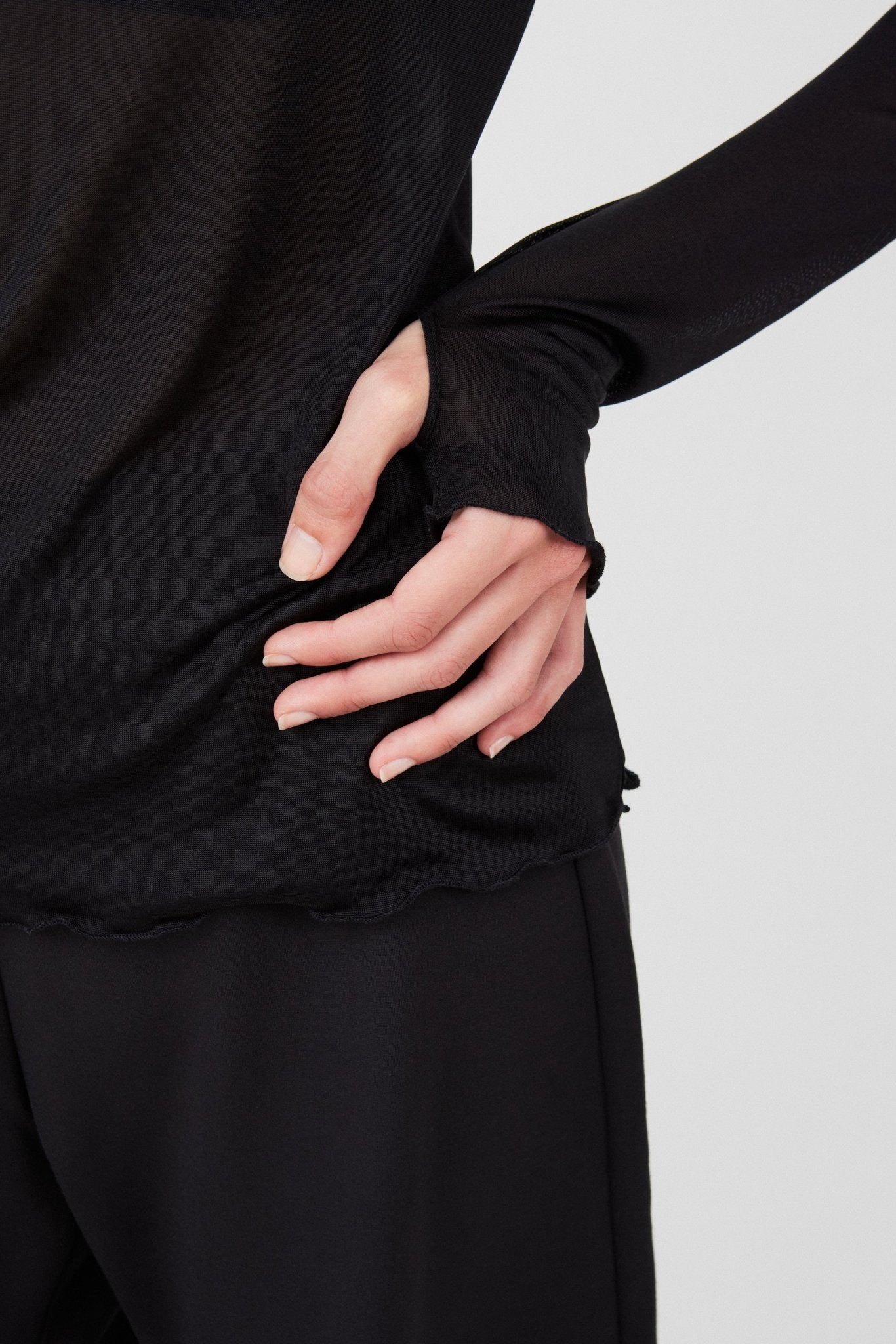 Sheer black turtleneck – 100% silk, sustainable, lightweight design- Maison Marron et amis