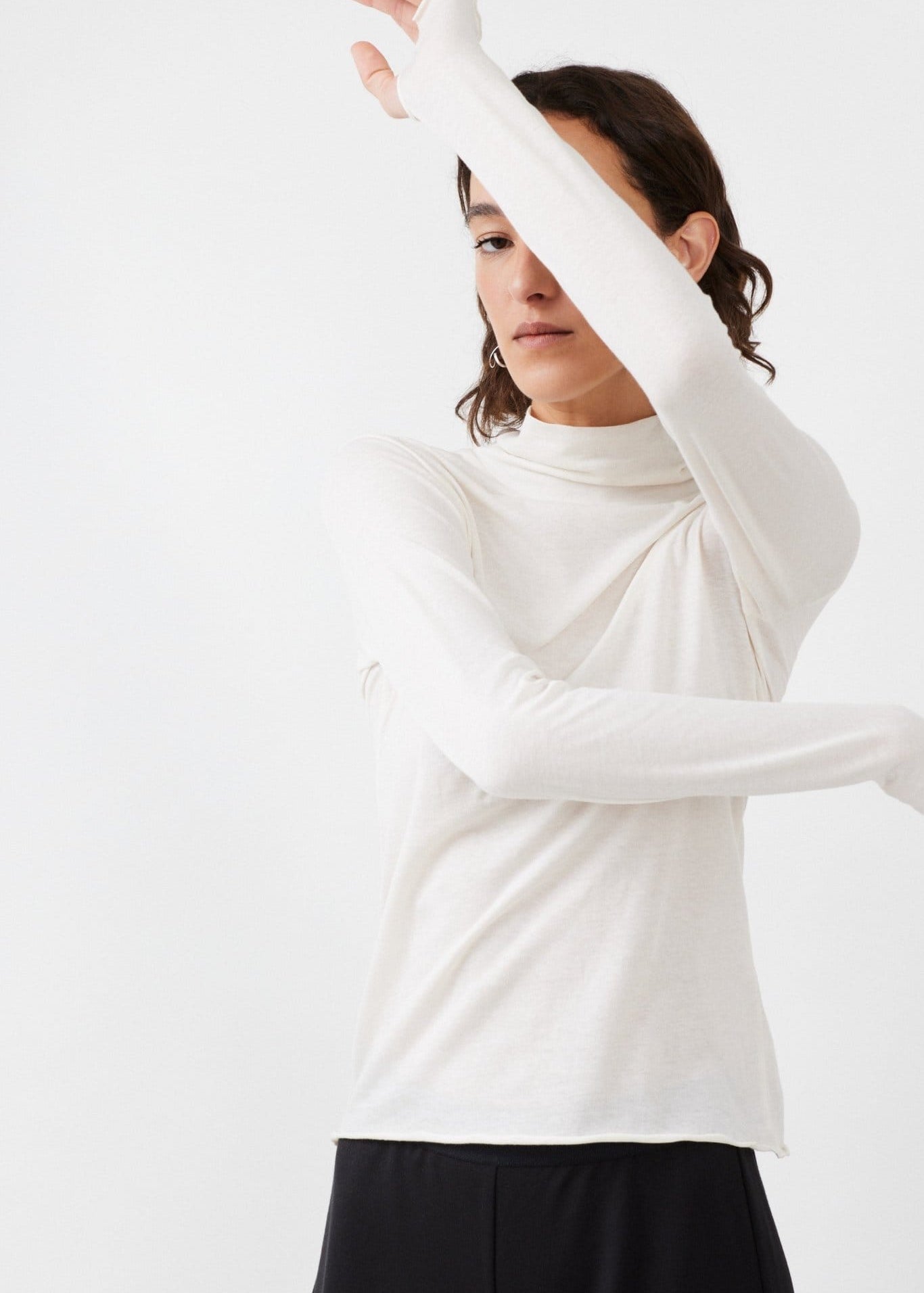 Off-White Sheer Turtleneck made from 100% Organic Cotton- Maison Marron et amis