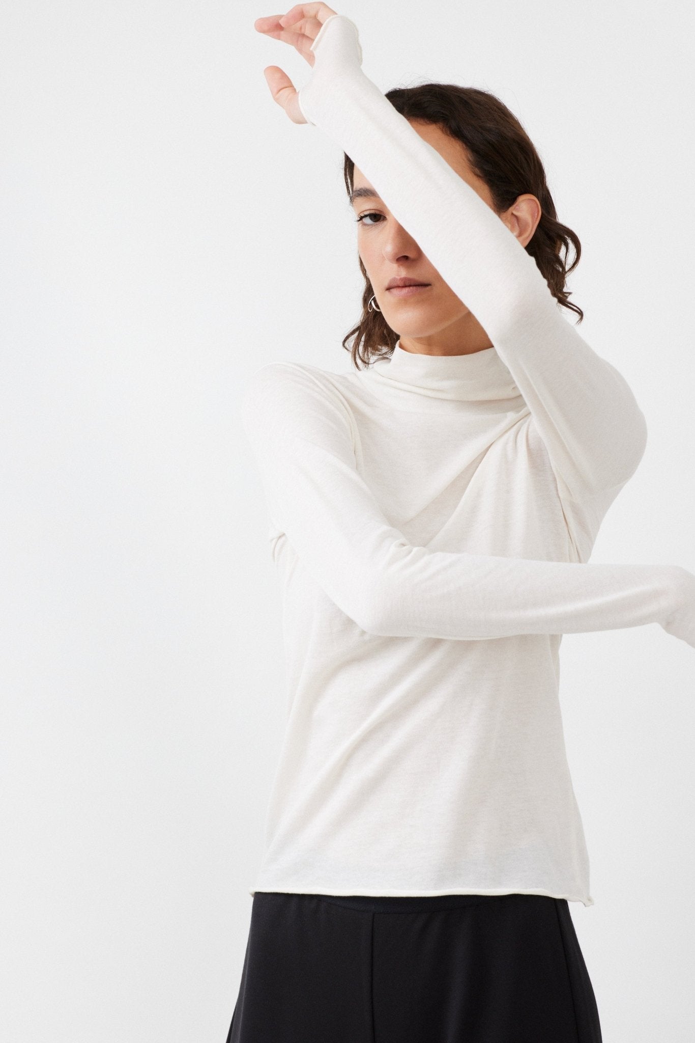 Off-White Sheer Turtleneck made from 100% Organic Cotton- Maison Marron et amis