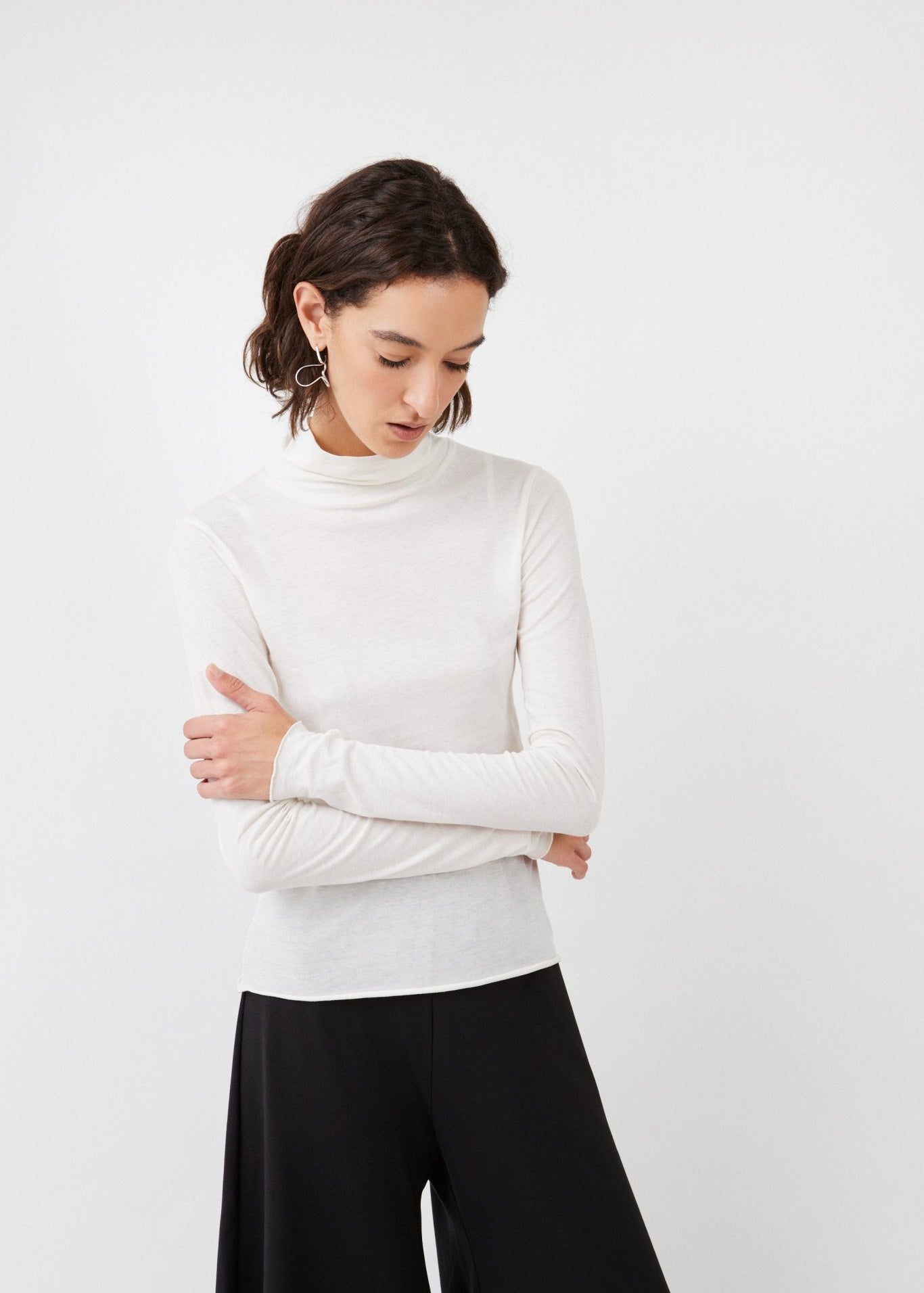 Off-White Sheer Turtleneck made from 100% Organic Cotton- Maison Marron et amis