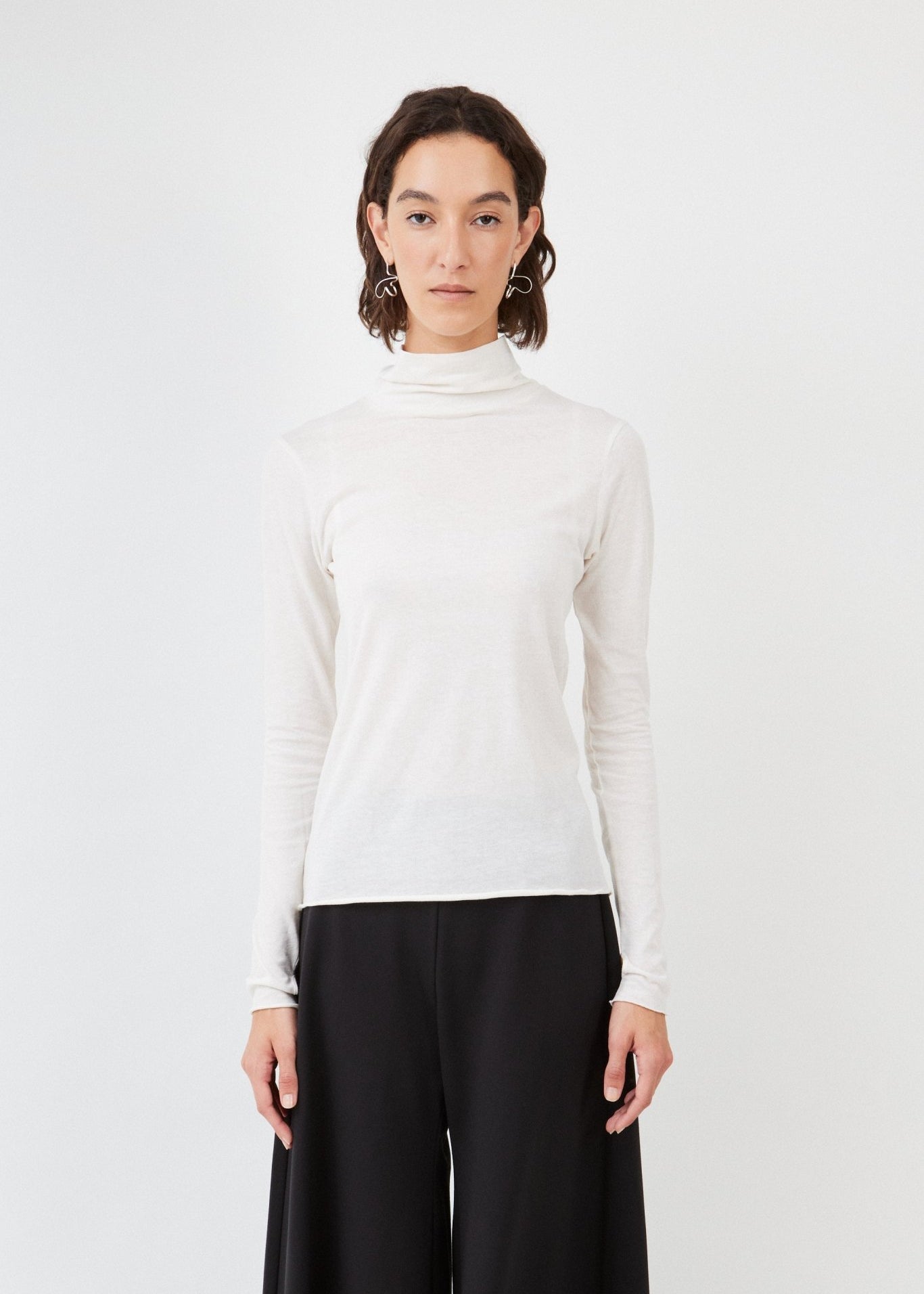 Off-White Sheer Turtleneck made from 100% Organic Cotton- Maison Marron et amis