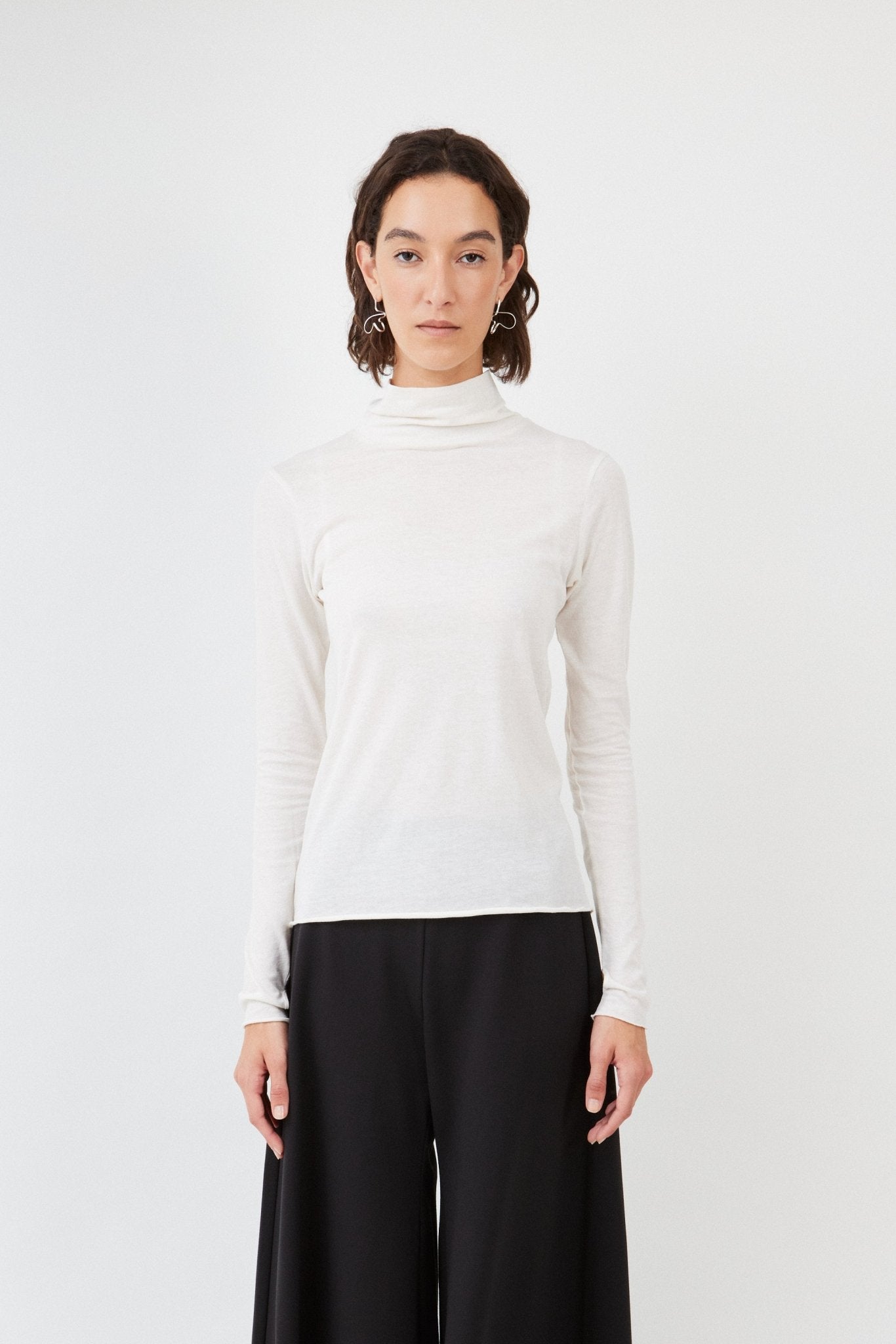 Off-White Sheer Turtleneck made from 100% Organic Cotton- Maison Marron et amis