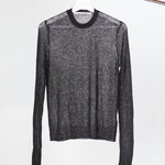 Ultra-light Merino wool ribbed crew neck sweater in Black– sustainable knitwear-Maison Marron et amis