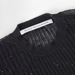 Ultra-light Merino wool ribbed crew neck sweater in Black– sustainable knitwear-Maison Marron et amis
