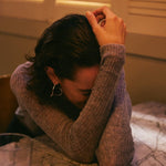 Ultra-light Merino wool ribbed crew neck sweater in Grey Melange with subtle sequins - Maison Marron et amis