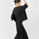 Wide-Leg Trousers with Soft Drape & Tailored Waistband – Ideal for Performers | Black - Maison Marron et amis