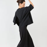 Wide-Leg Trousers with Soft Drape & Tailored Waistband – Ideal for Performers | Black - Maison Marron et amis
