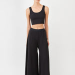 Wide-Leg Trousers with Soft Drape & Tailored Waistband – Ideal for Performers | Black - Maison Marron et amis