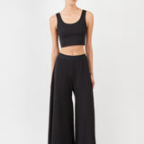 Wide-Leg Trousers with Soft Drape & Tailored Waistband – Ideal for Performers | Black - Maison Marron et amis