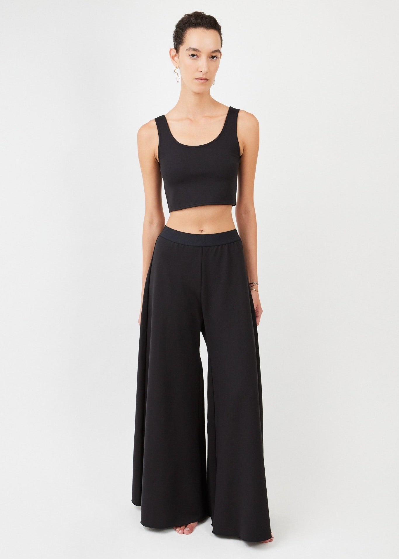 Wide-Leg Trousers with Soft Drape & Tailored Waistband – Ideal for Performers | Black - Maison Marron et amis