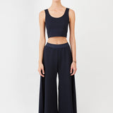 Minimalist Wide-Leg Dance Pants – Flowy Silhouette & Flexible Fit| Navy - Maison Marron et amis