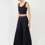 Comfortable Top Bra and Wide-Leg Trousers with Soft Drape & Tailored Waistband – Ideal for Performers | Navy - Maison Marron et amis