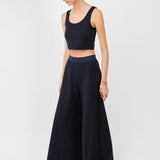 Comfortable Top Bra and Wide-Leg Trousers with Soft Drape & Tailored Waistband – Ideal for Performers | Navy - Maison Marron et amis