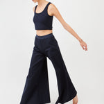Minimalist Wide-Leg Dance Pants – Flowy Silhouette & Flexible Fit | Navy - Maison Marron et amis