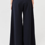 Luxurious Viscose Blend Wide-Leg Pants for Power Dressing & Artistic Motion| Navy - Maison Marron et amis