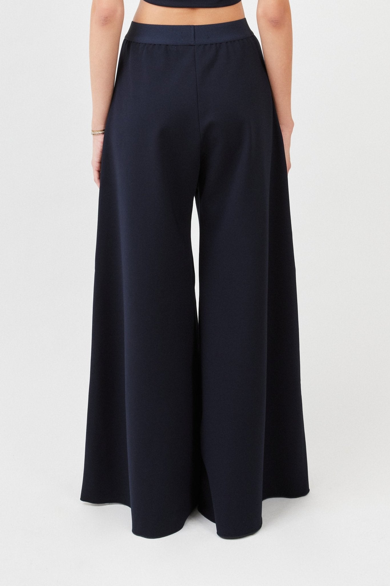 Luxurious Viscose Blend Wide-Leg Pants for Power Dressing & Artistic Motion| Navy - Maison Marron et amis